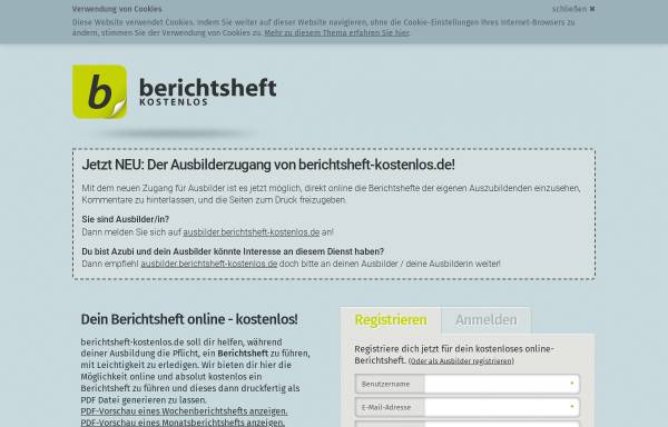 Vorschau von www.berichtsheft-kostenlos.de, Berichtsheft-kostenlos.de