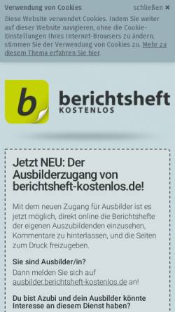 Vorschau der mobilen Webseite www.berichtsheft-kostenlos.de, Berichtsheft-kostenlos.de