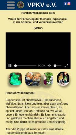 Vorschau der mobilen Webseite www.vpkv.de, Verein zur Förderung der Methode Puppenspiel in der Kriminal- und Verkehrsprävention