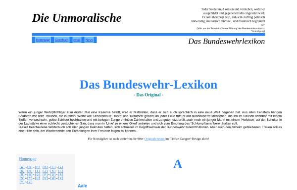 Vorschau von www.unmoralische.de, Bundeswehrlexikon - Der Slang beim Bund