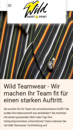 Vorschau der mobilen Webseite www.wild-shirt-and-print.ch, Wild Shirt & Print