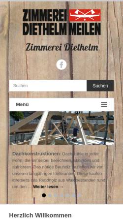 Vorschau der mobilen Webseite www.zimmerei-diethelm.ch, Zimmerei Diethelm