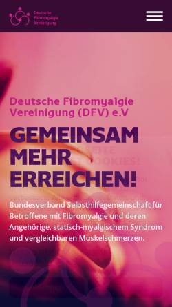 Vorschau der mobilen Webseite www.fibromyalgie-fms.de, Deutsche Fibromyalgie-Vereinigung e.V.
