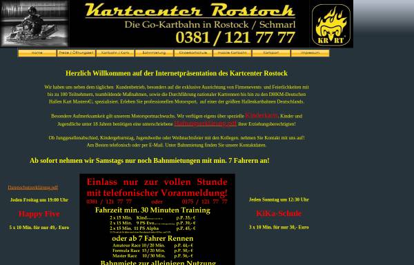 Vorschau von www.kartcenter-rostock.de, Kartcenter Rostock