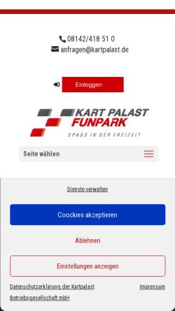 Vorschau der mobilen Webseite www.kartpalast.de, Kart-Palast - Indoor Go-Kart Bahn in München