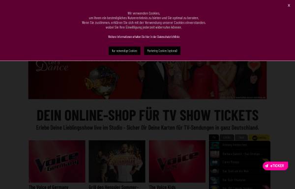 Vorschau von tvtickets.de, TV Ticket Service