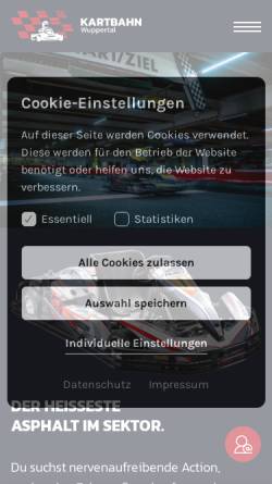 Vorschau der mobilen Webseite www.formel-eins-kartbahn.de, Formel-Eins Kartbahn - K + K Kart-Verleih und KFZ-Vertrieb GmbH