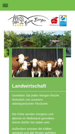 Vorschau der mobilen Webseite www.beim-berger.de, Urlaub auf dem Bauernhof Familie Josef und Anna-Maria Spann