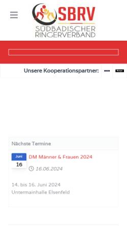 Vorschau der mobilen Webseite www.ringen-sbrv.de, Südbadischer Ringerverband e.V. (SBRV)