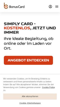 Vorschau der mobilen Webseite www.bonuscard.ch, Jelmoli Bonus Card