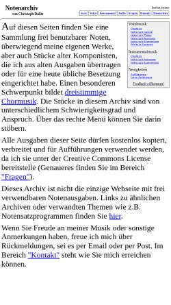 Vorschau der mobilen Webseite music.dalitio.de, Notenarchiv von Christoph Dalitz