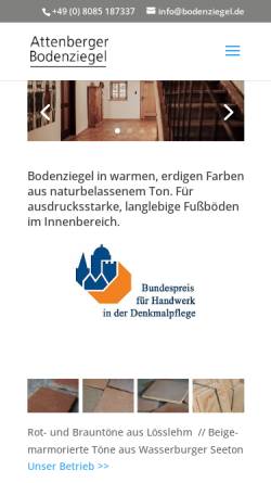 Vorschau der mobilen Webseite www.bodenziegel.de, Attenberger Bodenziegel