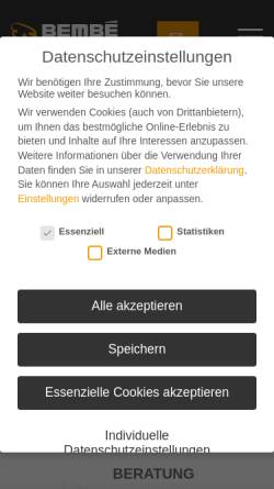 Vorschau der mobilen Webseite www.bembe.de, Bembé-Parkettfabrik Jucker GmbH & Co. KG