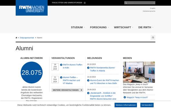 Vorschau von www.alumni.rwth-aachen.de, Alumni-Projekt der RWTH Aachen