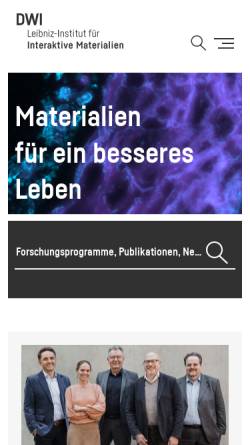 Vorschau der mobilen Webseite www.dwi.rwth-aachen.de, DWI - Leibniz-Institut für Interaktive Materialien e.V.