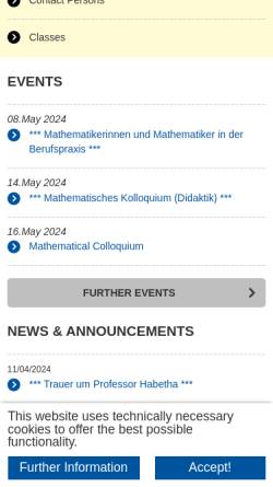 Vorschau der mobilen Webseite www.mathematik.rwth-aachen.de, Fachgruppe Mathematik der RWTH Aachen