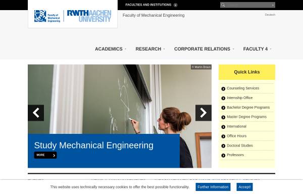 Vorschau von www.maschinenbau.rwth-aachen.de, Fakultät für Maschinenwesen der RWTH Aachen