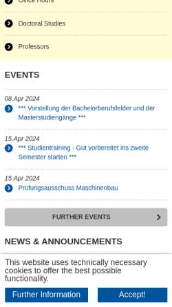 Vorschau der mobilen Webseite www.maschinenbau.rwth-aachen.de, Fakultät für Maschinenwesen der RWTH Aachen
