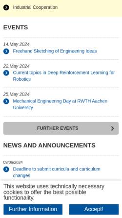 Vorschau der mobilen Webseite www.irt.rwth-aachen.de, Institut für Regelungstechnik (IRT) der RWTH Aachen
