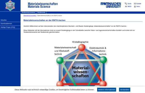 Vorschau von www.materialwissenschaften.rwth-aachen.de, Materialwissenschaften an der RWTH Aachen