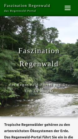 Vorschau der mobilen Webseite www.faszination-regenwald.de, Faszination Regenwald