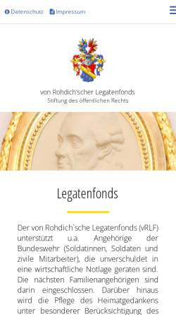 Vorschau der mobilen Webseite www.legatenfonds.de, Von Rohdich'sche Legatenfonds