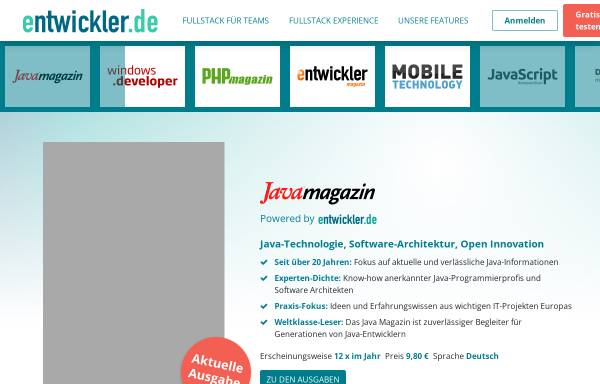 Vorschau von jaxenter.de, Java-Magazin