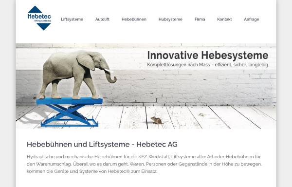 Vorschau von www.hebetec.ch, Hebetec Förder- und Hebesysteme AG