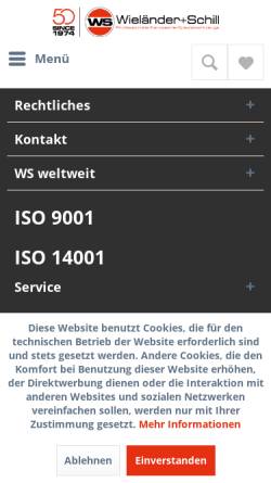 Vorschau der mobilen Webseite www.wielanderschill.de, MV Marketing und Vertriebs-GmbH & Co. KG Wieländer Schill