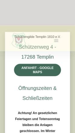 Vorschau der mobilen Webseite www.schuetzengilde-templin.de, Schützengilde Templin 1810 e.V.