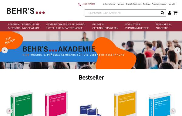 Vorschau von www.behrs.de, HACCP Portal - Behr`s Verlag GmbH & Co. KG