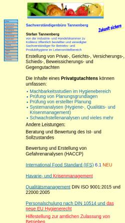 Vorschau der mobilen Webseite www.sachverstaendiger-lebensmittel.de, Stefan Tannenberg - Lebensmittelsachverständiger