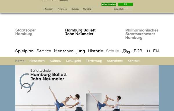 Vorschau von www.hamburgballett.de, Ballettschule des Hamburg Ballett