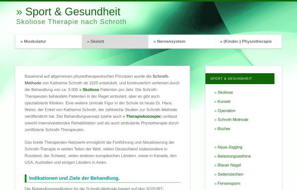 Vorschau von www.schroth-skoliosebehandlung.de, Dreidimensionale Skoliosebehandlung nach Katharina Schroth