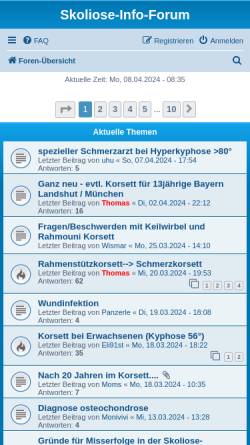 Vorschau der mobilen Webseite www.skoliose-info-forum.de, Skoliose-Info-Forum.de