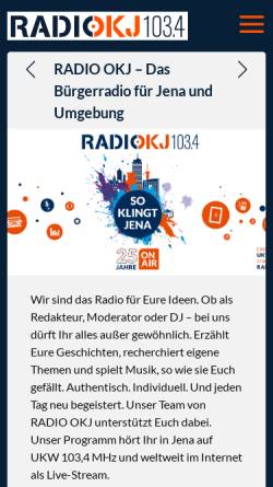 Vorschau der mobilen Webseite www.radio-okj.de, Offener Hörfunkkanal Jena