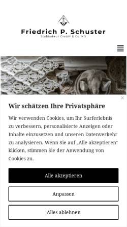 Vorschau der mobilen Webseite www.stuckgewerbe.de, Friedrich P. Schuster Stukkateur GmbH & Co. KG