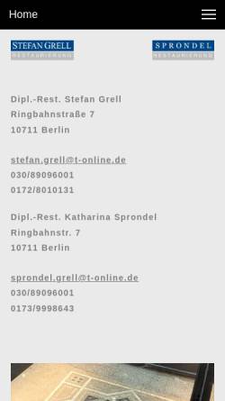 Vorschau der mobilen Webseite grell-restaurierung.de, Stefan Grell, Restaurator