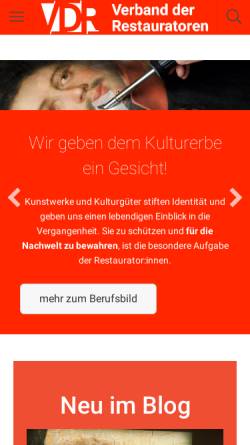 Vorschau der mobilen Webseite www.restauratoren.de, Verband der Restauratoren e.V.