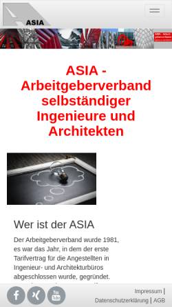 Vorschau der mobilen Webseite www.asia-arbeitgeberverband.de, Arbeitgeberverband selbständiger Ingenieure und Architekten (ASIA)