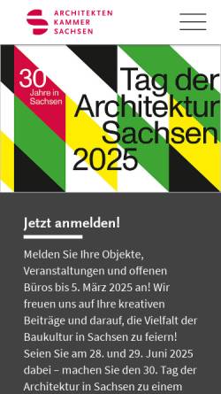 Vorschau der mobilen Webseite www.aksachsen.org, Architektenkammer Sachsen
