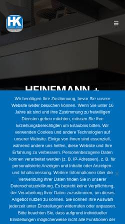 Vorschau der mobilen Webseite www.hk-edelstahl.de, HKU Großküchentechnik Köllmer & Kulbach GmbH