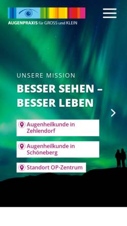 Vorschau der mobilen Webseite www.augen-zehlendorf.de, Augenärztliche Gemeinschaftspraxis Dr. med. Mirjam Gross und Bastienne Viehrig