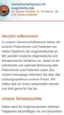 Vorschau der mobilen Webseite www.drbehme.de, Dr. Behme - Augenarztpraxis