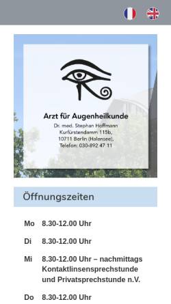 Vorschau der mobilen Webseite www.augenarzt-kudamm.de, Dr. med. Stephan Hoffmann