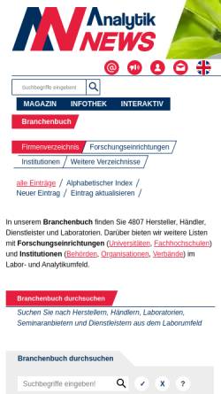 Vorschau der mobilen Webseite labfirms.de, Labor Firmenspiegel