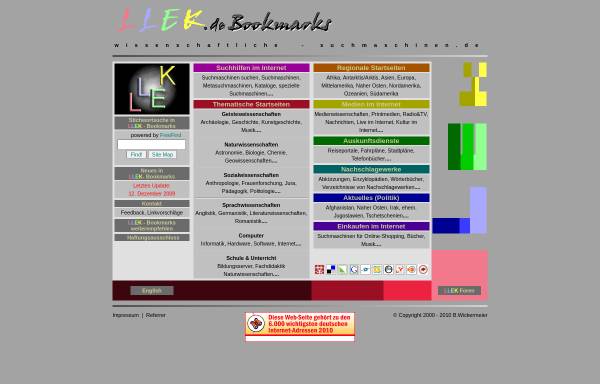 LLEK Bookmarks Medien und Wissenschaftliche Suchmaschinen