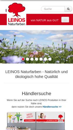 Vorschau der mobilen Webseite www.leinos.de, Leinos Naturfarben