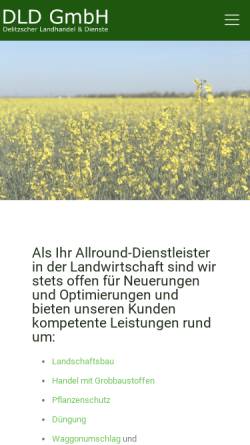 Vorschau der mobilen Webseite www.dld-delitzsch.de, DLD - Delitzscher Landhandel und Dienste