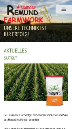 Vorschau der mobilen Webseite www.remund-farmwork.ch, Remund + Berger